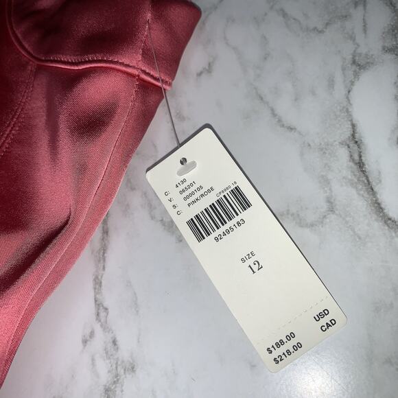 Anthropologie Sleeveless Plunge Satin Mini Dress Womens US Size 12 Pockets Pink - Picture 8 of 11